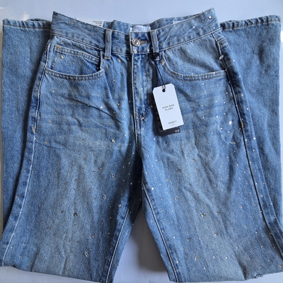 Embellished Slim Fit Flared Blue Jeans - Picture 3 of 10